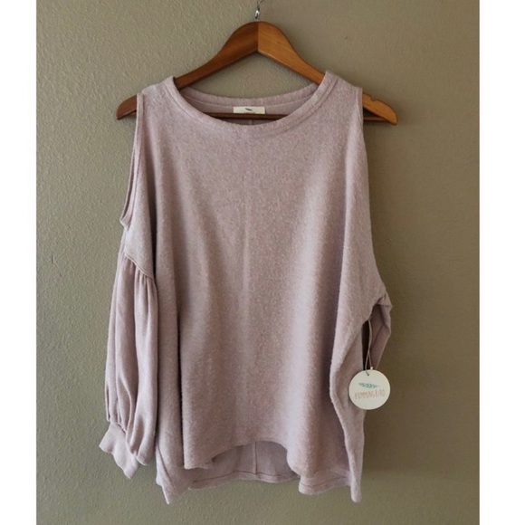 Dusty open cold shoulder pullover - Picture 3 of 3